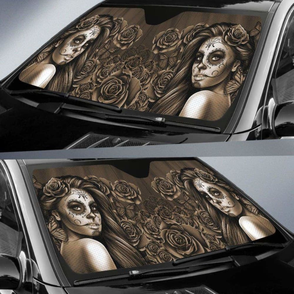 Calavera Girl - Sepia - Auto Sun Shade