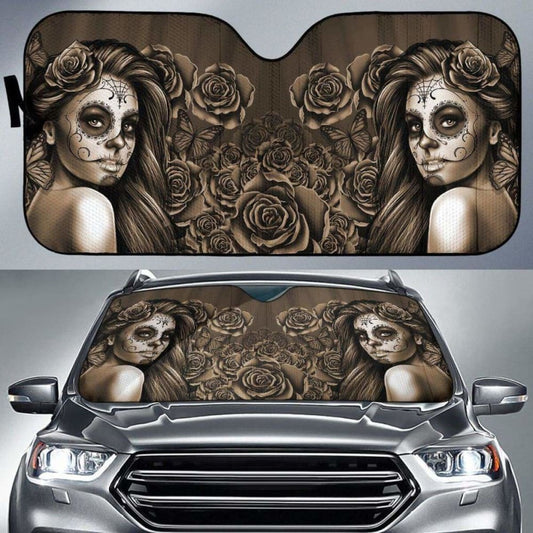 Calavera Girl - Sepia - Auto Sun Shade