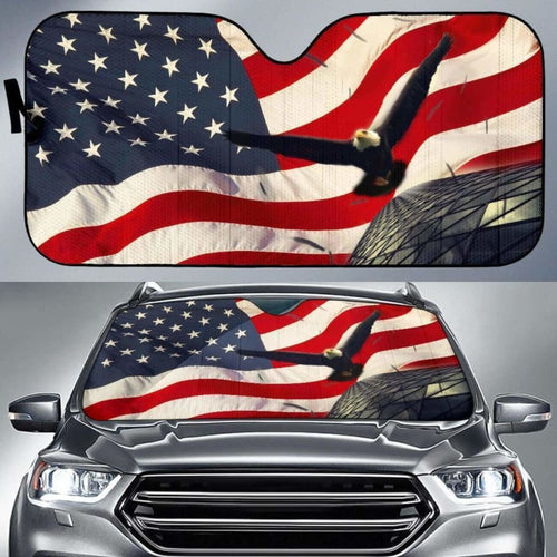 Eagle Fly American Flag Day Auto Sun Shade Amazing