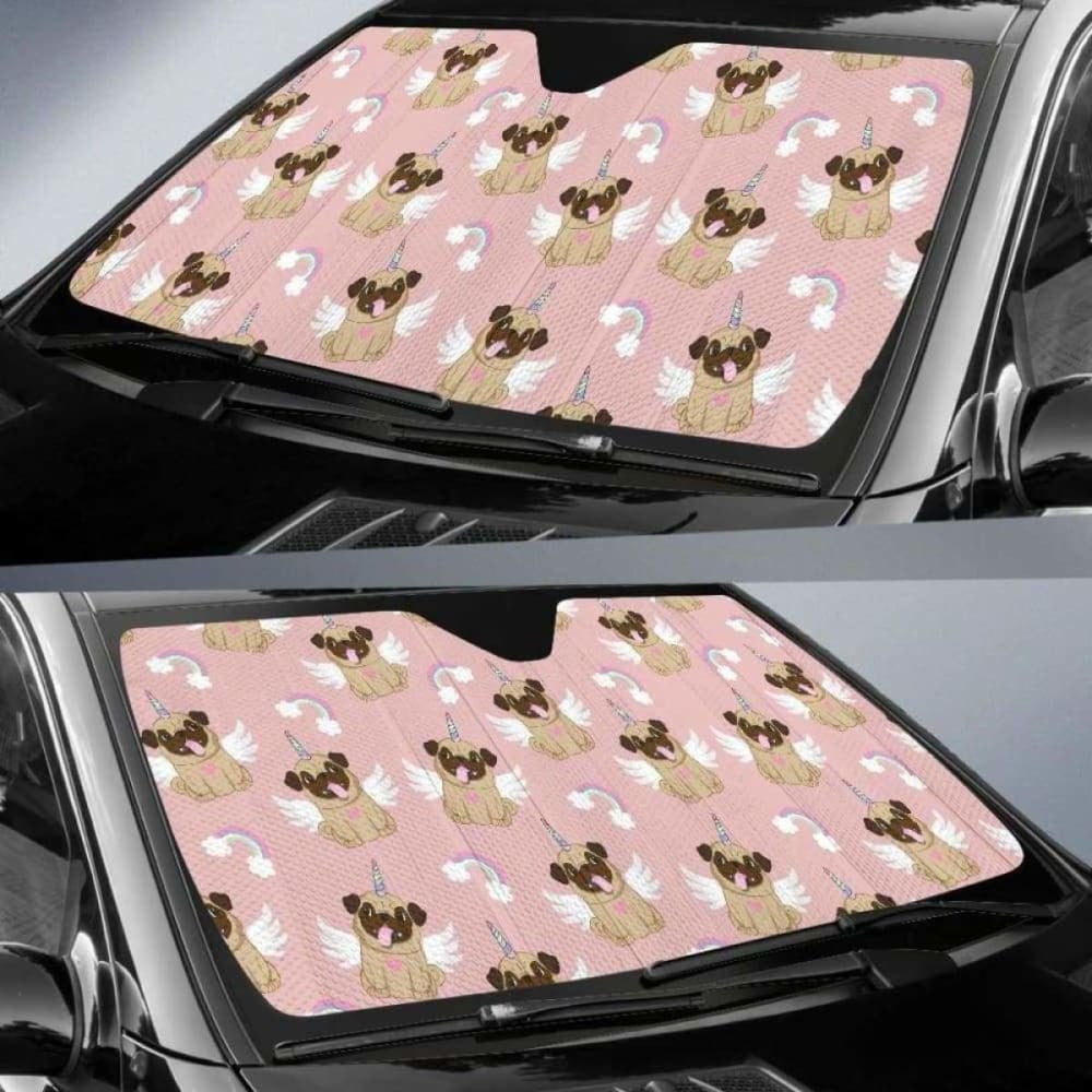 Cute Unicorn Pug Pattern Car Auto Sun Shades