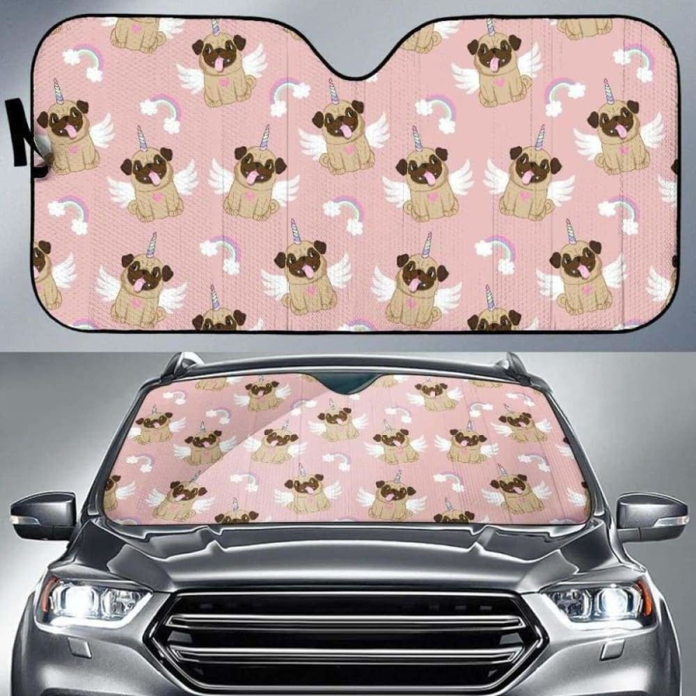 Cute Unicorn Pug Pattern Car Auto Sun Shades
