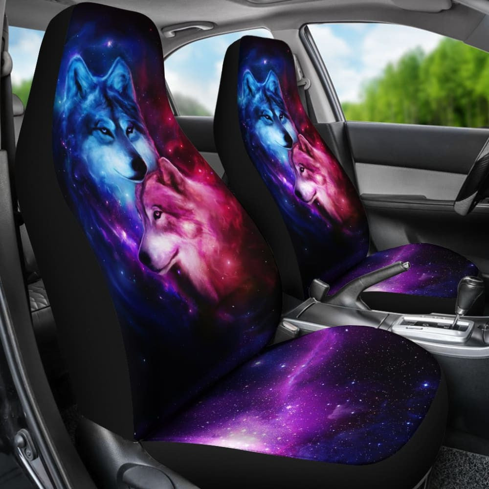 Two Wolf Galaxy Car Seat Covers Amazing Best Gift Idea