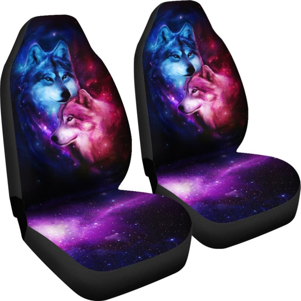 Two Wolf Galaxy Car Seat Covers Amazing Best Gift Idea