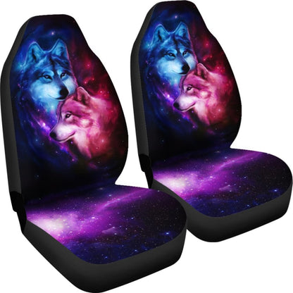 Two Wolf Galaxy Car Seat Covers Amazing Best Gift Idea