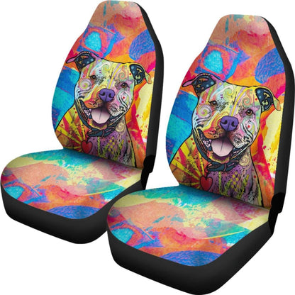 Colorful Pitbull Cute Pitbulls Dog Lover Car Seat Covers