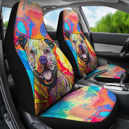 Colorful Pitbull Cute Pitbulls Dog Lover Car Seat Covers