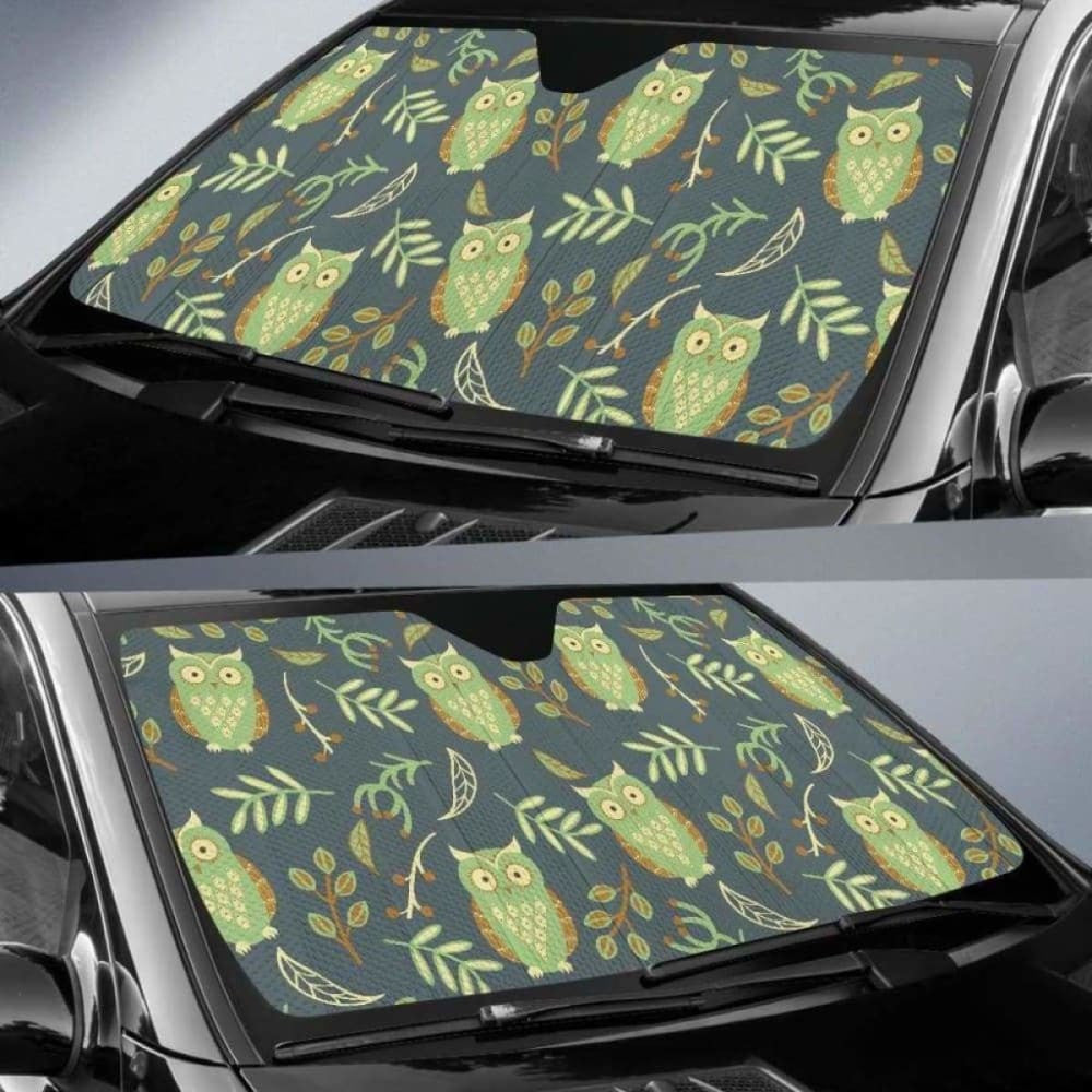 Cute Owls Leaves Pattern Car Auto Sun Shades