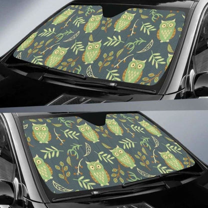 Cute Owls Leaves Pattern Car Auto Sun Shades