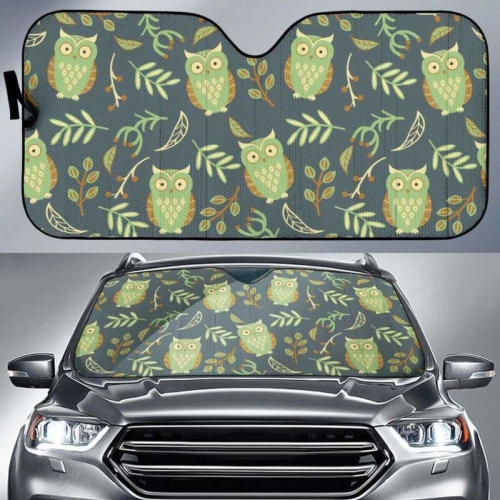 Cute Owls Leaves Pattern Car Auto Sun Shades
