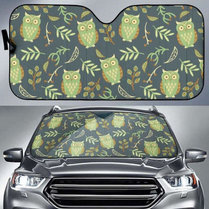 Cute Owls Leaves Pattern Car Auto Sun Shades