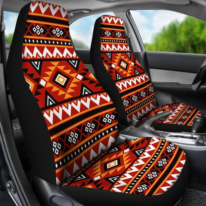 Fire Red Aztec Ajrak Car Seat Covers