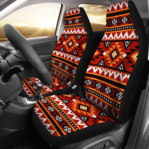 Fire Red Aztec Ajrak Car Seat Covers
