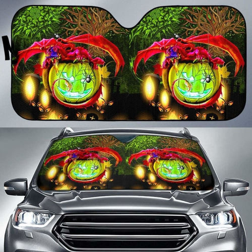 Celtic Halloween Auto Sun Shades - Celtic Dragon With Pumpkin And Tree Of Life
