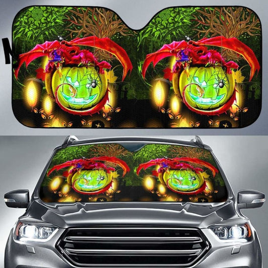 Celtic Halloween Auto Sun Shades - Celtic Dragon With Pumpkin And Tree Of Life