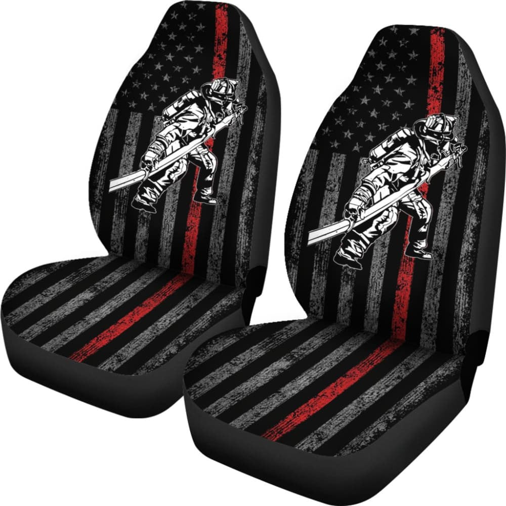 Firefighter Gift American Flag Thin Red Line Fireman Car Seat Covers