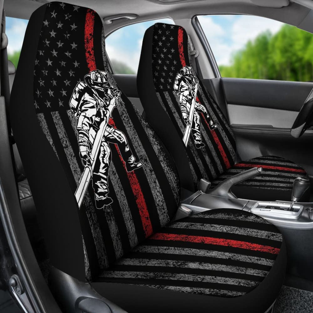 Firefighter Gift American Flag Thin Red Line Fireman Car Seat Covers