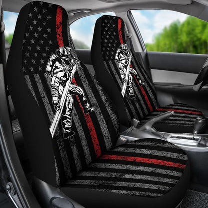 Firefighter Gift American Flag Thin Red Line Fireman Car Seat Covers