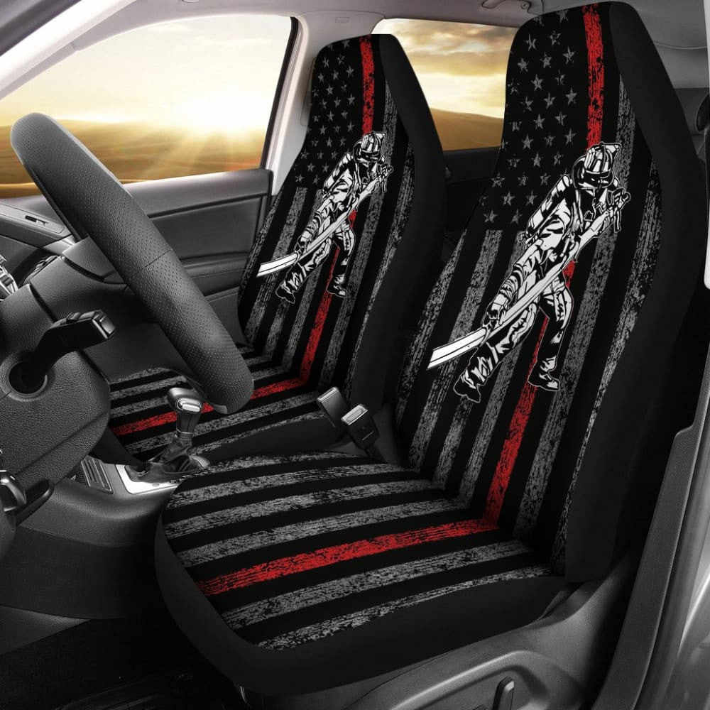 Firefighter Gift American Flag Thin Red Line Fireman Car Seat Covers