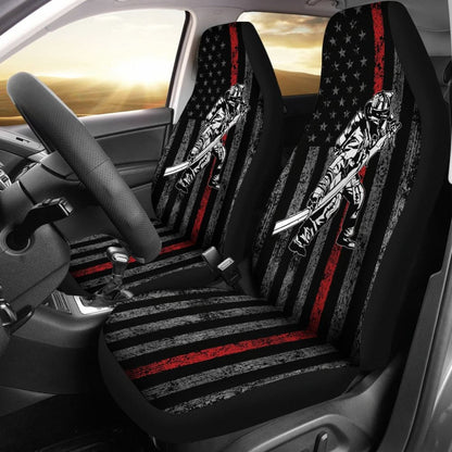 Firefighter Gift American Flag Thin Red Line Fireman Car Seat Covers