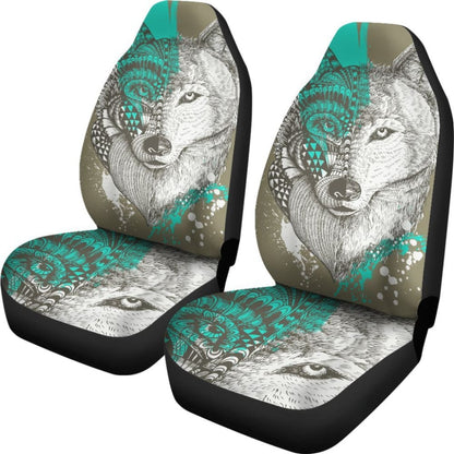 Wolf Head Zentangle Car Seat Covers