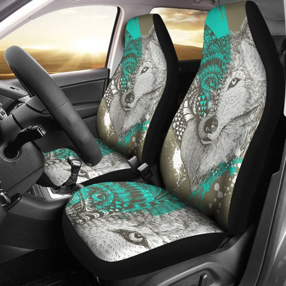 Wolf Head Zentangle Car Seat Covers
