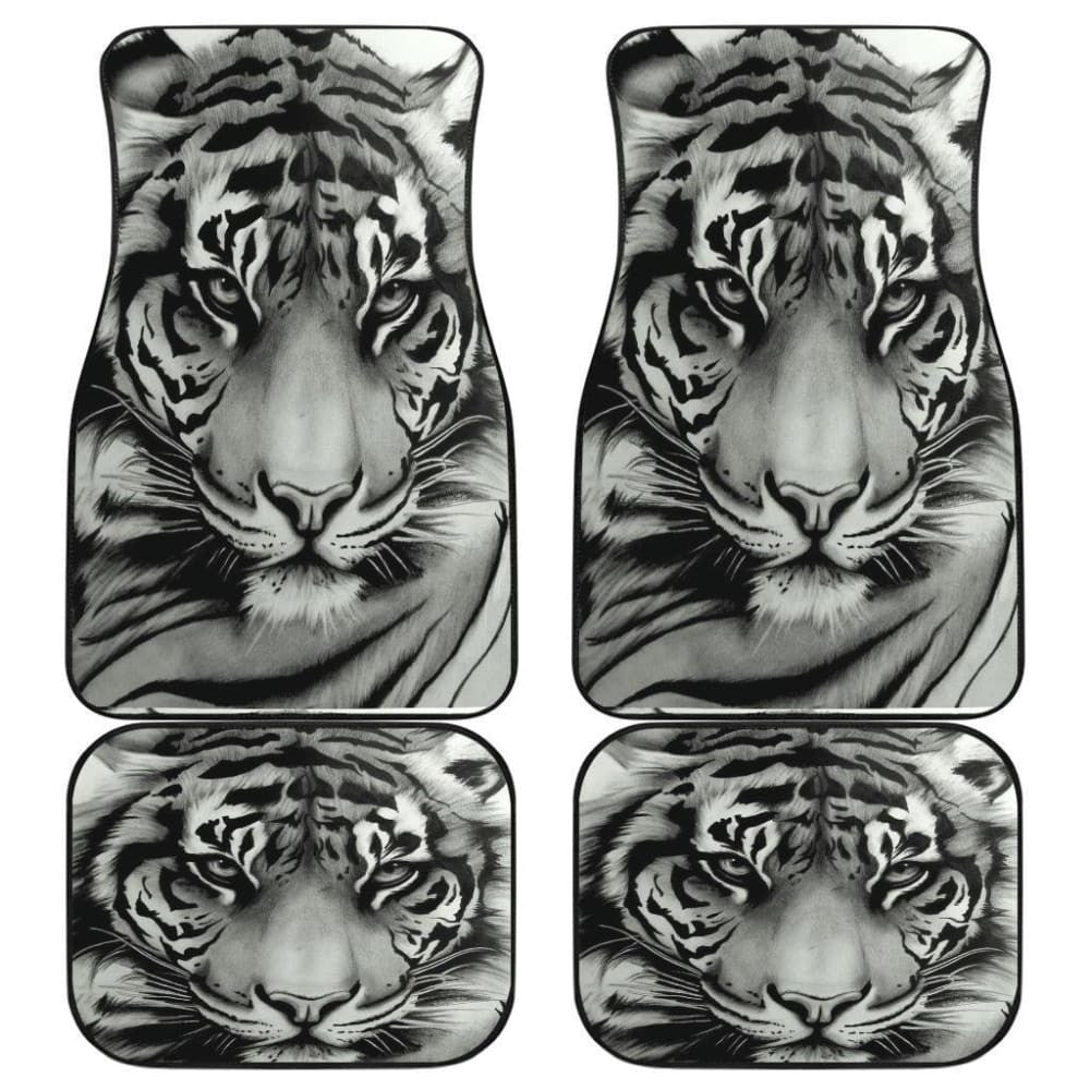 White Tiger Animal Car Floor Mats