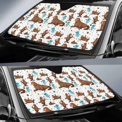 Sea Lion Seals Jellyfish Pattern Car Auto Sun Shades