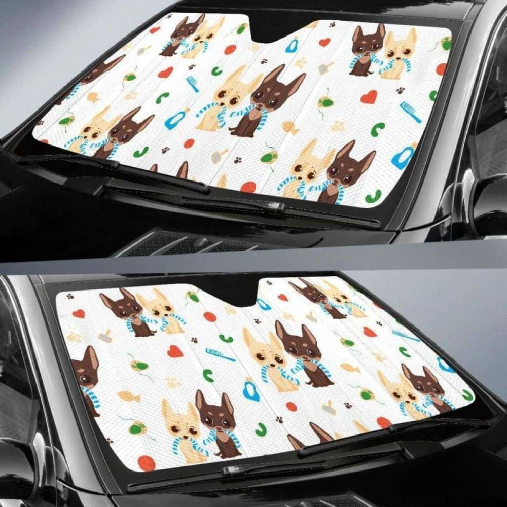 Cute Chihuahua Dog Pattern Car Auto Sun Shades