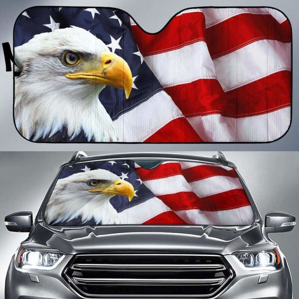 American Bald Eagle Flag Day Auto Sun Shade Amazing