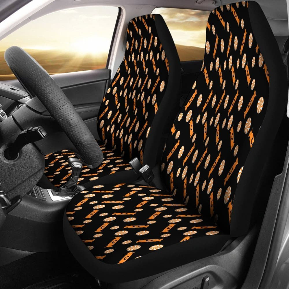 Trick Or Treat Black Orange Candy Car Seat Covers