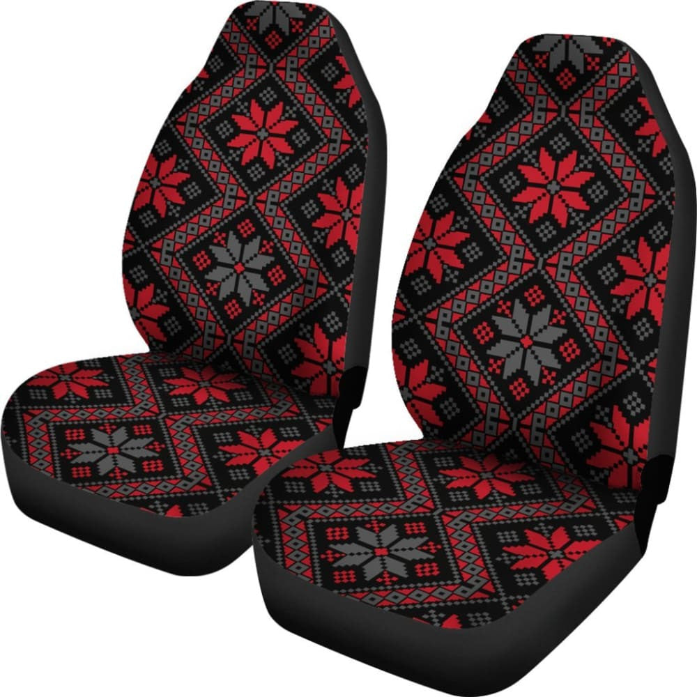 Bulgarian Boho Chic Red Star Flower Car Seat Covers