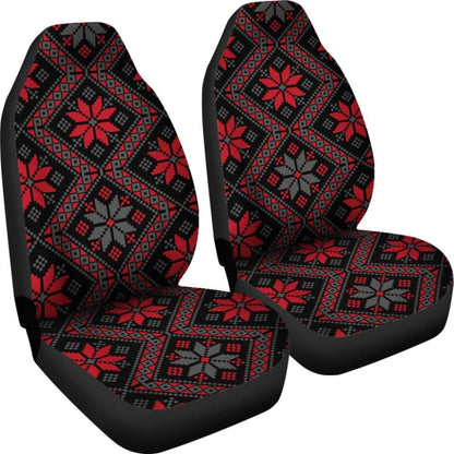 Bulgarian Boho Chic Red Star Flower Car Seat Covers