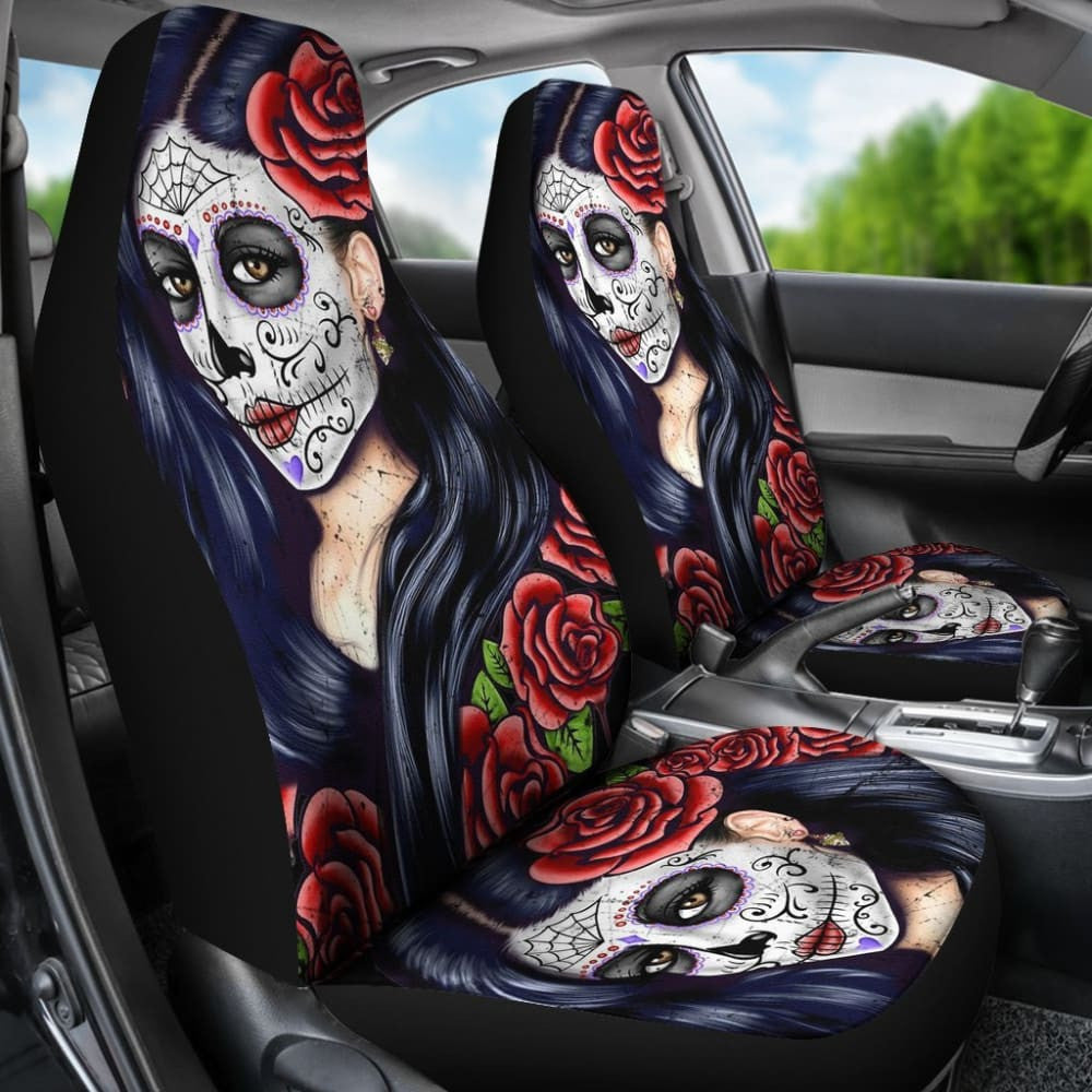 Pcs Sugar Skull Girl Car Seat Covers
