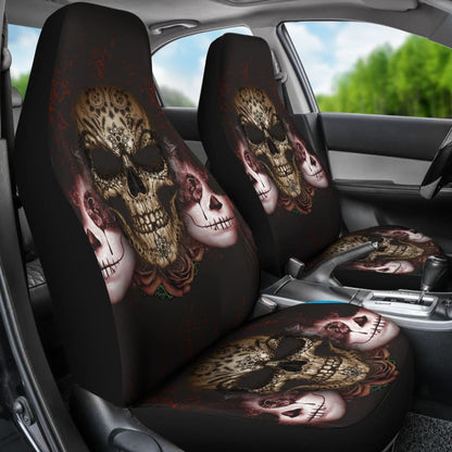 Dark Sugar Skull Car Seat Covers