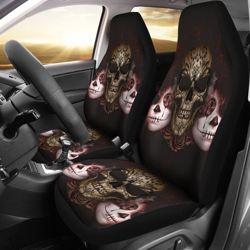 Dark Sugar Skull Car Seat Covers