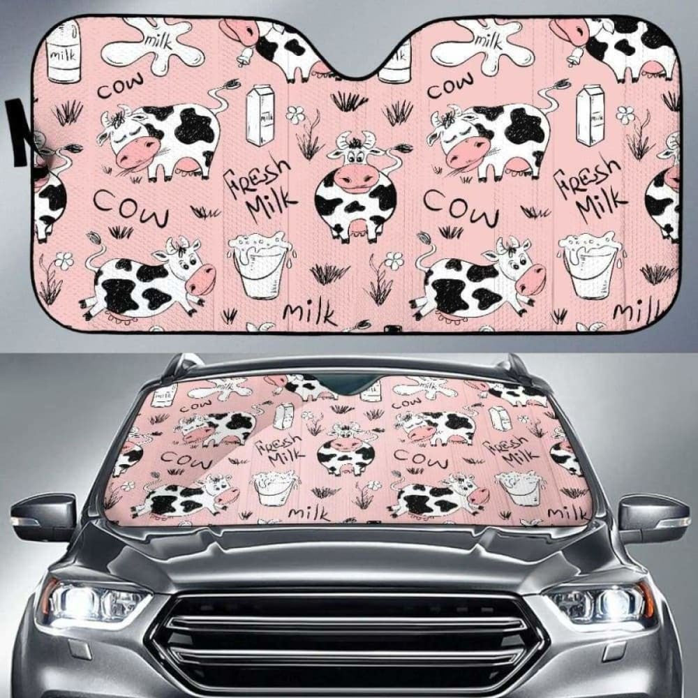 Cows Milk Product Pink Background Car Auto Sun Shades