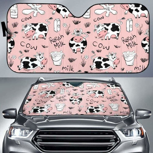 Cows Milk Product Pink Background Car Auto Sun Shades