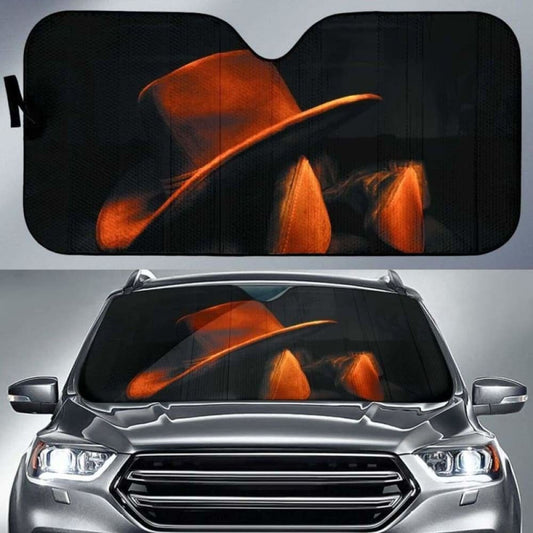 Boots & Hat of Cowboy Vintage theme car auto sunshades