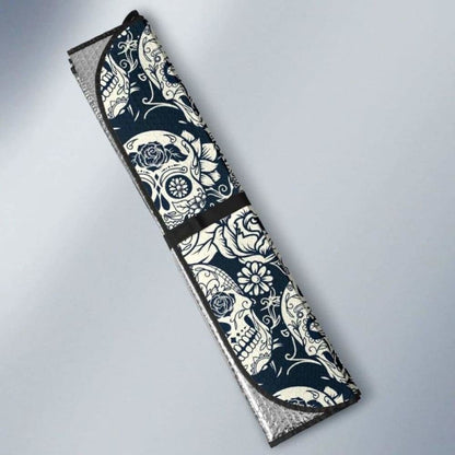 Sugar Skull Black White Pattern Car Auto Sun Shades