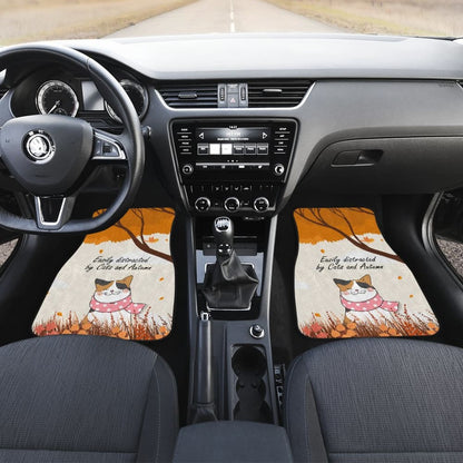 Easily Distracted By Cats And Autumn Car Accessories Gift Ideas Car Floor Mats