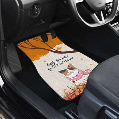 Easily Distracted By Cats And Autumn Car Accessories Gift Ideas Car Floor Mats