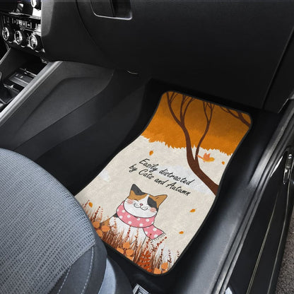 Easily Distracted By Cats And Autumn Car Accessories Gift Ideas Car Floor Mats