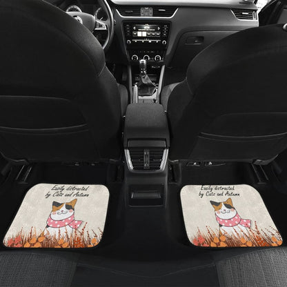 Easily Distracted By Cats And Autumn Car Accessories Gift Ideas Car Floor Mats