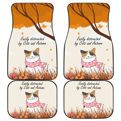 Easily Distracted By Cats And Autumn Car Accessories Gift Ideas Car Floor Mats