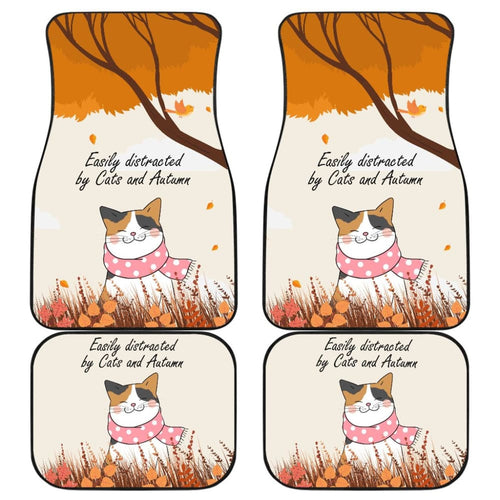 Easily Distracted By Cats And Autumn Car Accessories Gift Ideas Car Floor Mats