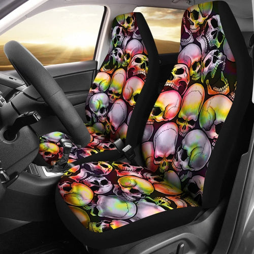 Skull Pile Car Seat Covers - Tie Dye