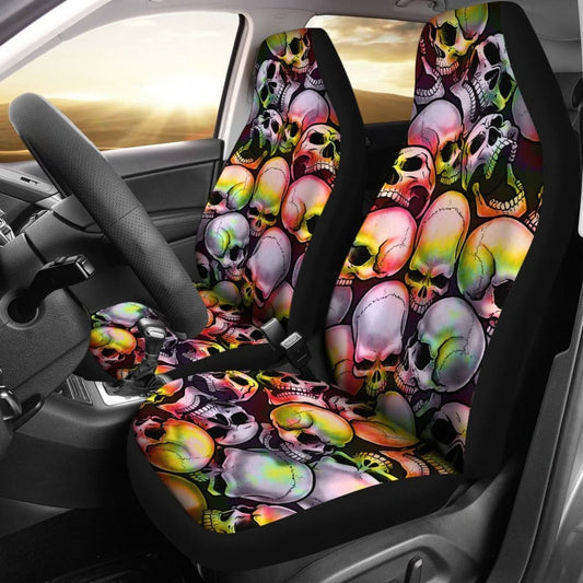 Skull Pile Car Seat Covers - Tie Dye