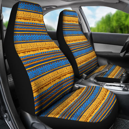 Blue And Gold Aztec Design Car Seat Cover