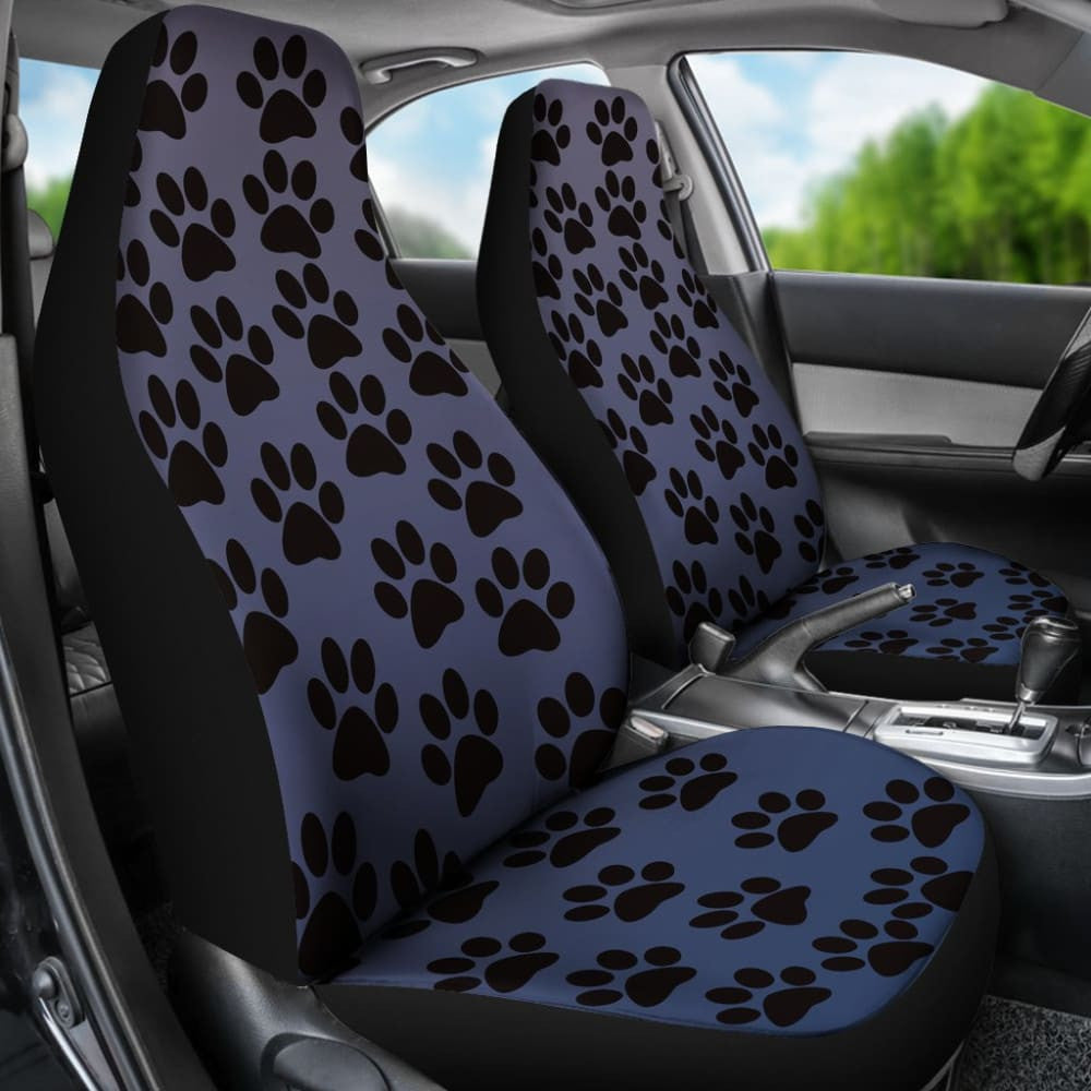 Paw Print Car Seat Covers Blue -