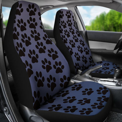 Paw Print Car Seat Covers Blue -